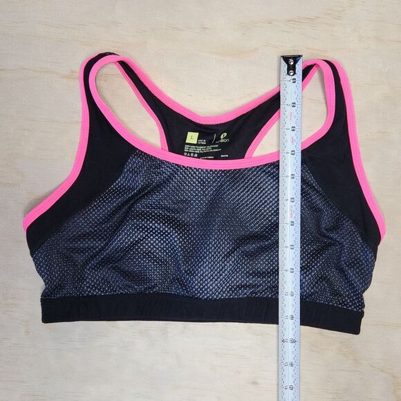 Xersion Black Pink Gray Sports Bra Women L Polyester Spandex - Picture 6 of 6